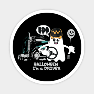 BOO Lady Driver dressed as a GHOST - Funny Halloween Ghost Magnet